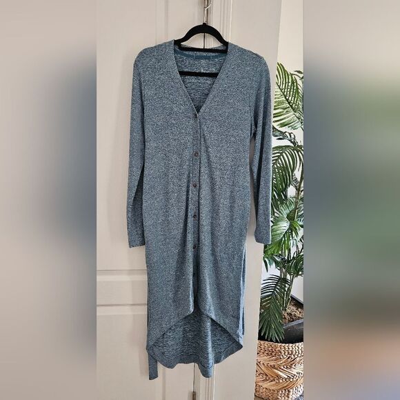 Blue Button-Up Cardigan Dress - Picture 3 of 9